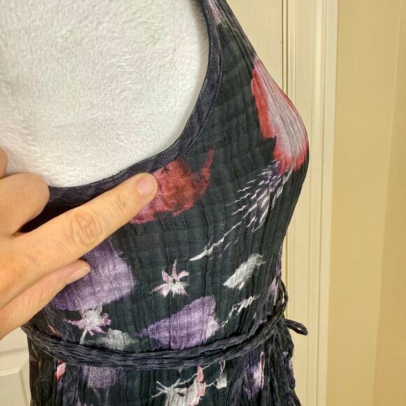 Theory Sleeveless Silk Blend Floral Dress Size 6 V-Neck Fit & Flare Midi - Picture 9 of 12